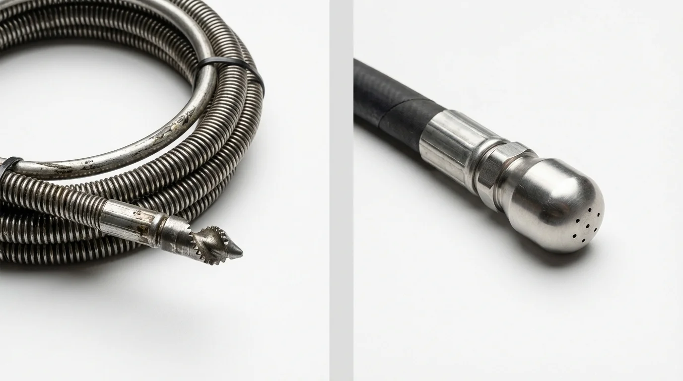 Drain snake cable and hydro jetting nozzle used for drain cleaning in Pierce, NE